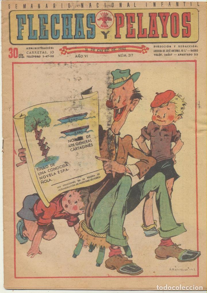 Tebeos: Flechas y Pelayos n&ordm;  217. Fe y Jons  1938. - Foto 1