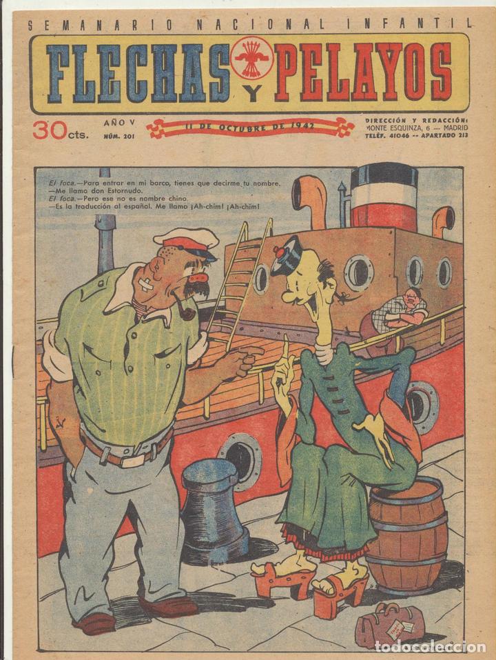 Tebeos: Flechas y Pelayos n&ordm; 201. FE Y JONS 1938 - Foto 1