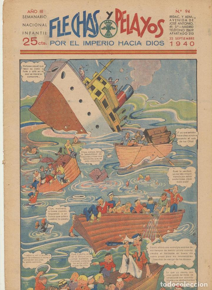 Tebeos: Flechas y Pelayos n&ordm; 94. FE Y JONS 1938 - Foto 1