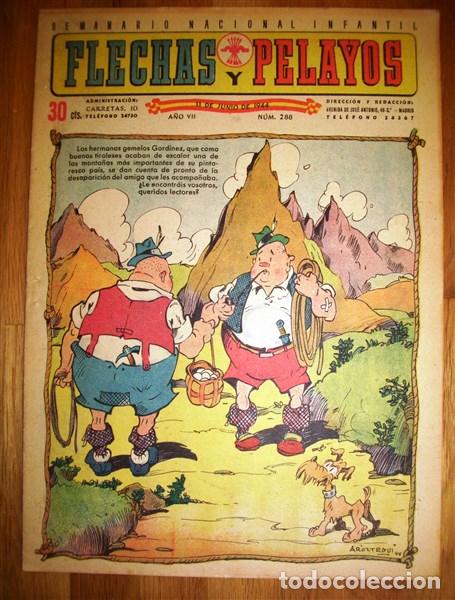 Tebeos: FLECHAS Y PELAYOS. A&ntilde;o VII ; N&ordm; 288 ; 11 de junio de 1944 - Foto 1