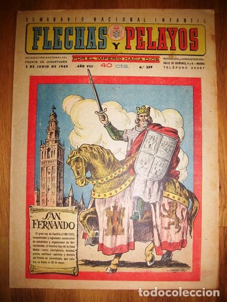 Tebeos: FLECHAS Y PELAYOS. A&ntilde;o VIII ; N&ordm; 339 ; 3 de junio de 1945 - Foto 1