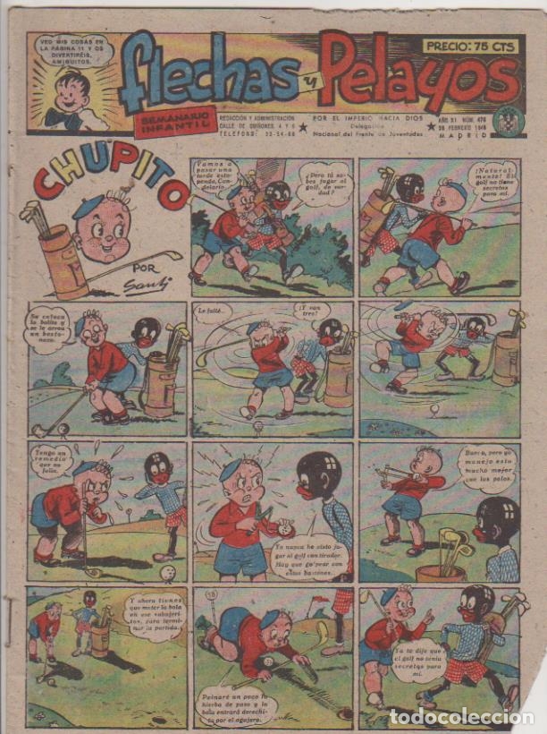 Tebeos: Flechas y Pelayos n&ordm; 476. 29-2-1948. DIF&Iacute;CIL - Foto 1