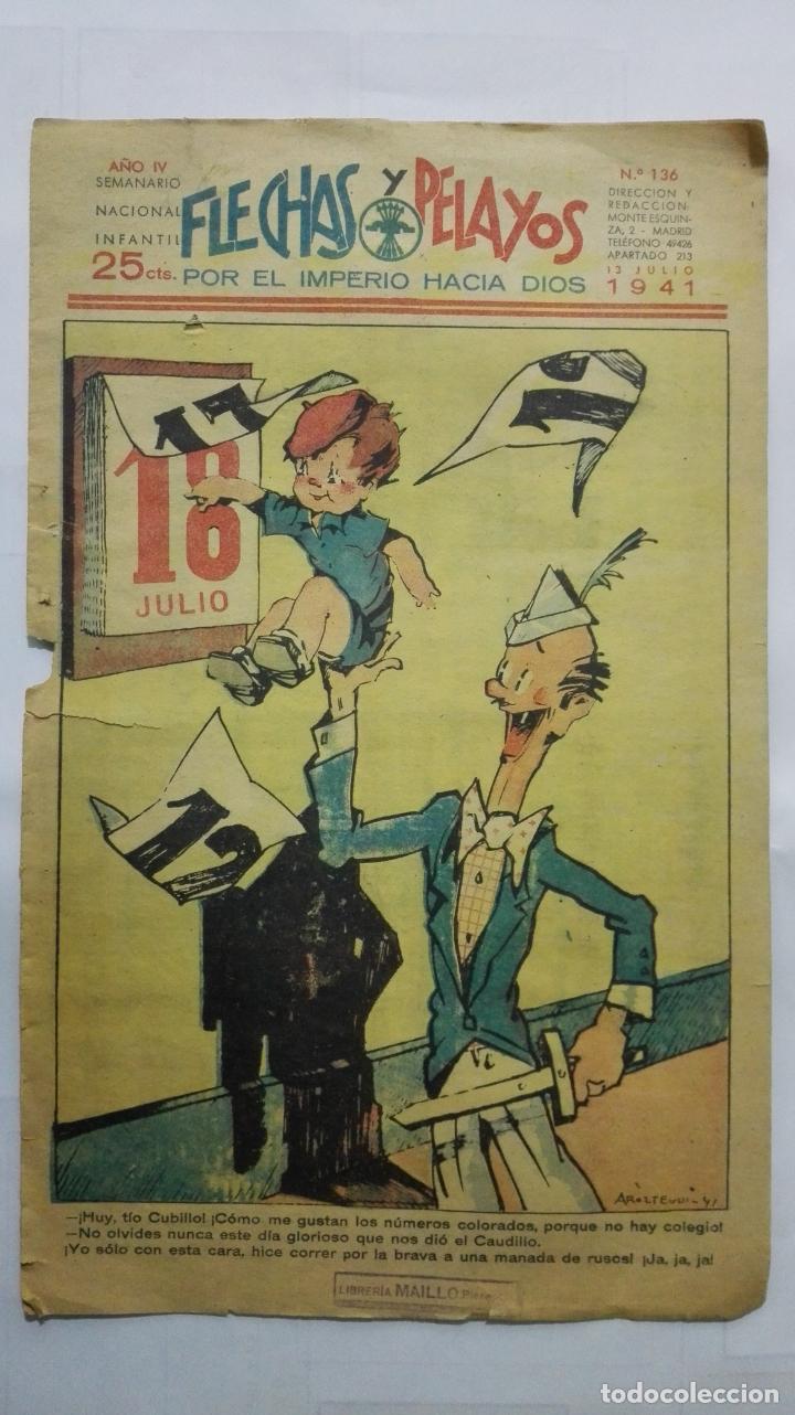 Tebeos: FLECHAS Y PELAYOS, N&ordm; 136, JULIO 1941 - Foto 1
