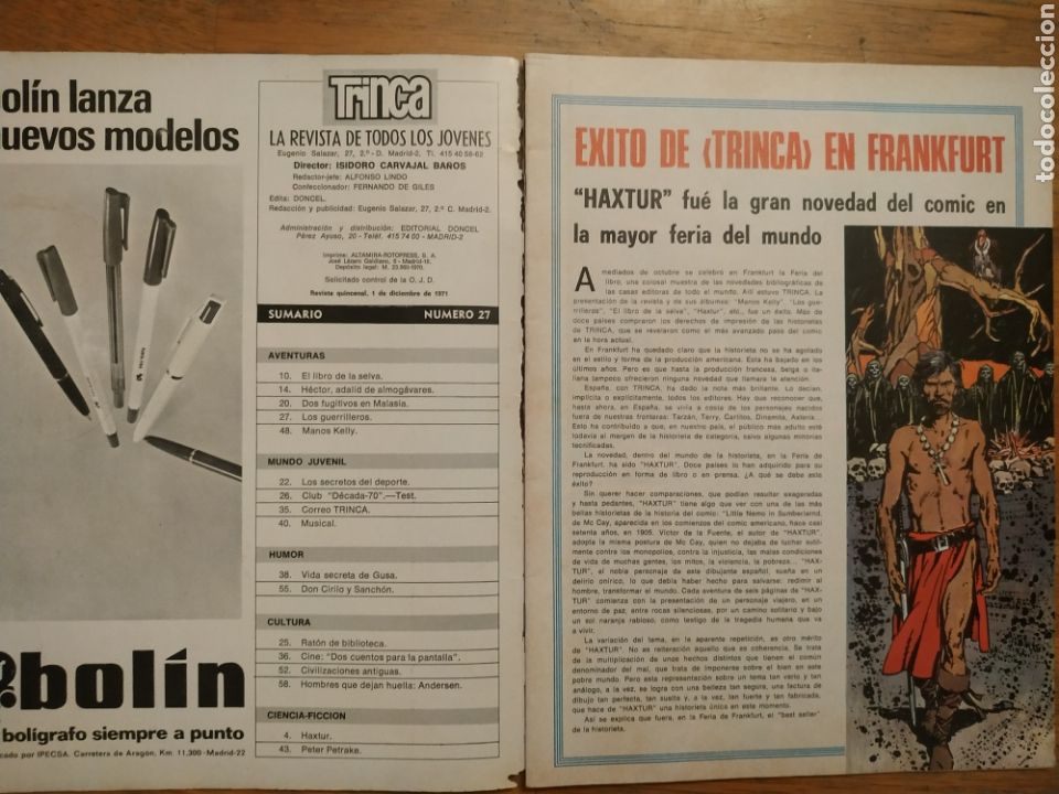 Tebeos: C&oacute;mic Trinca, n&uacute;m.27, 1 diciembre 1971 - Foto 2