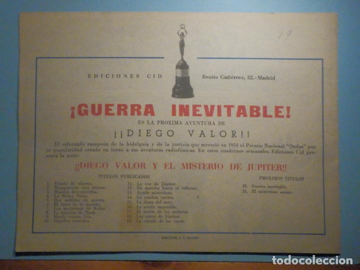 Tebeos: Tebeo - Comic Original - Diego Valor Num N&uacute;mero N&ordm; 19 La c&uacute;pula de los Rayos - Ediciones Cid, 50&acute;s - Foto 2