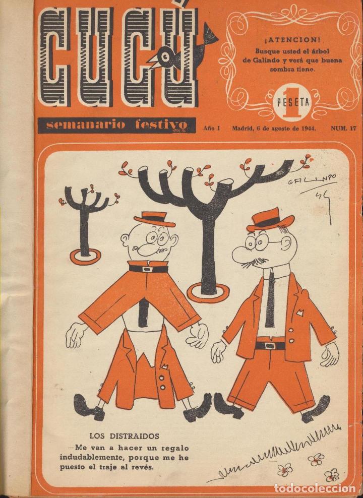 Tebeos: Cu C&uacute;. Semanario Festivo. 43 ejemplares encuadernados en un tomo. (31x21) del a&ntilde;o 1943