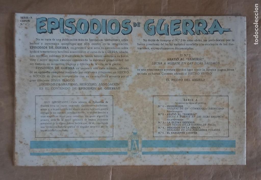 Tebeos: EPISODIOS DE GUERRA - EDITORIAL AUGUSTA / N&Uacute;MERO 1 - Foto 2