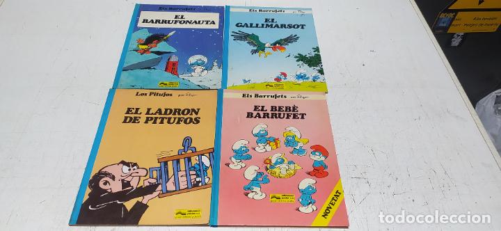 Tebeos: los pitufos ediciones junior 4 tomos 3 en catalan y uno en castellano - Foto 1