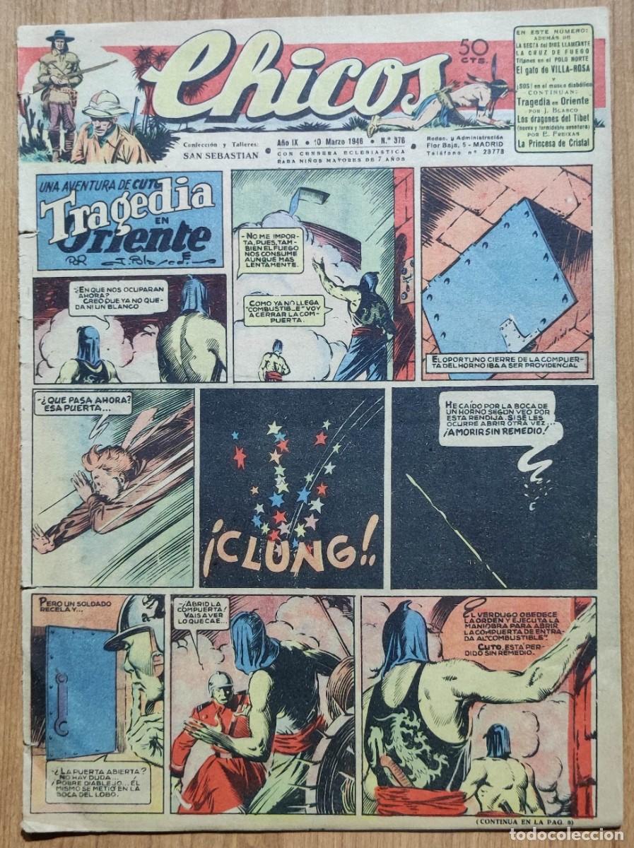 Tebeos: CHICOS A&Ntilde;O IX N&ordm; 376 - 1946 TRAGEDIA EN ORIENTE. - Foto 1