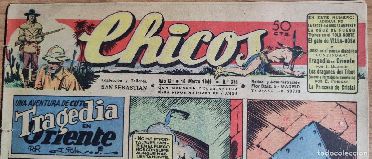 Tebeos: CHICOS A&Ntilde;O IX N&ordm; 376 - 1946 TRAGEDIA EN ORIENTE. - Foto 3