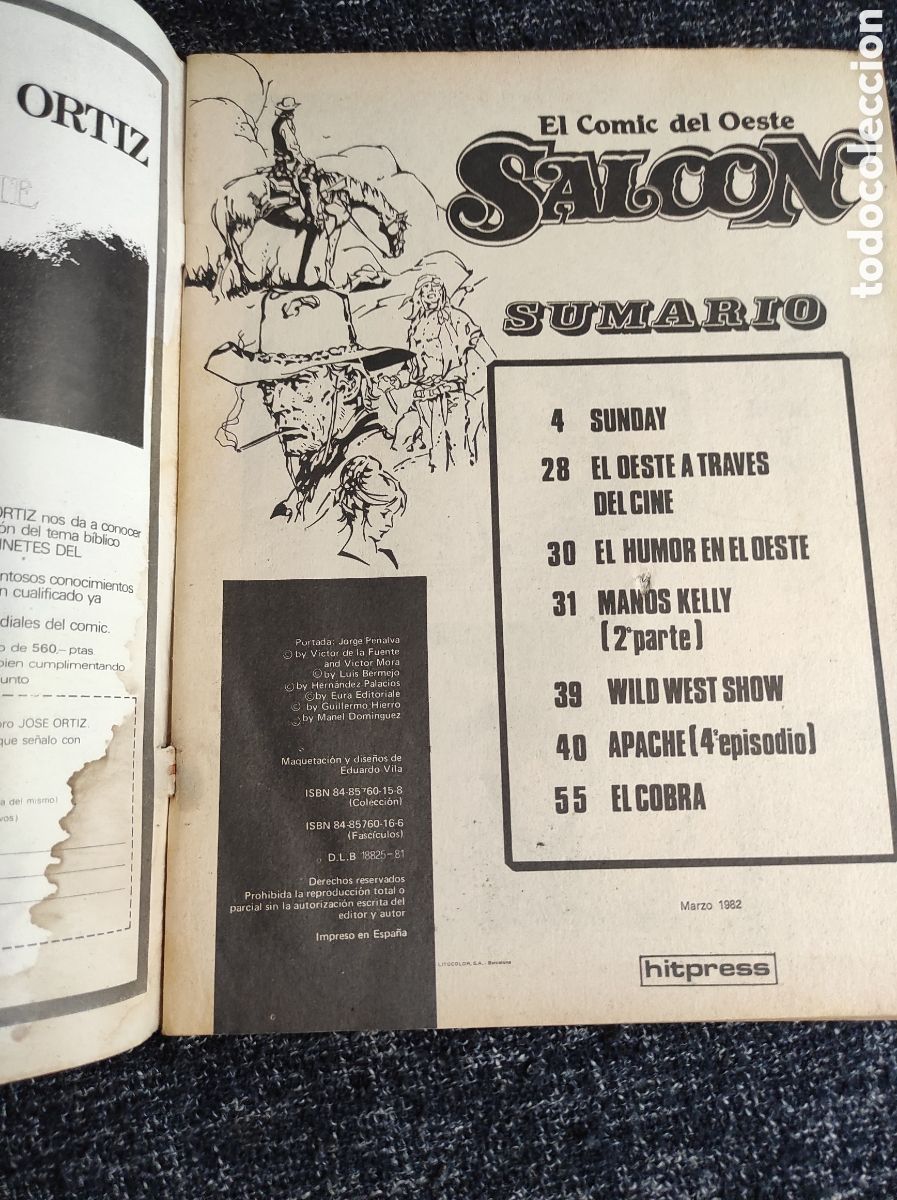 Tebeos: SALOON N&ordm; 3 - EL COMIC DEL OESTE -ED. HITPRESS A&Ntilde;OS 80. - Foto 2