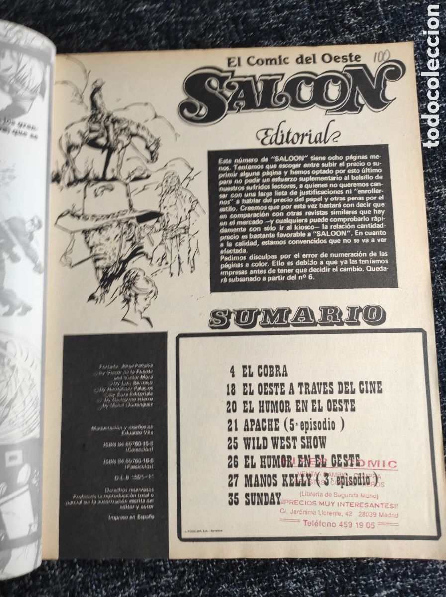 Tebeos: SALOON N&ordm; 4 - EL COMIC DEL OESTE -ED. HITPRESS A&Ntilde;OS 80. - Foto 2