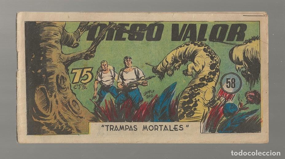 Tebeos: DIEGO VALOR N&ordm; 58 - TRAMPAS MORTALES (ORIGINAL) EDIT. CID 1954 - Foto 1