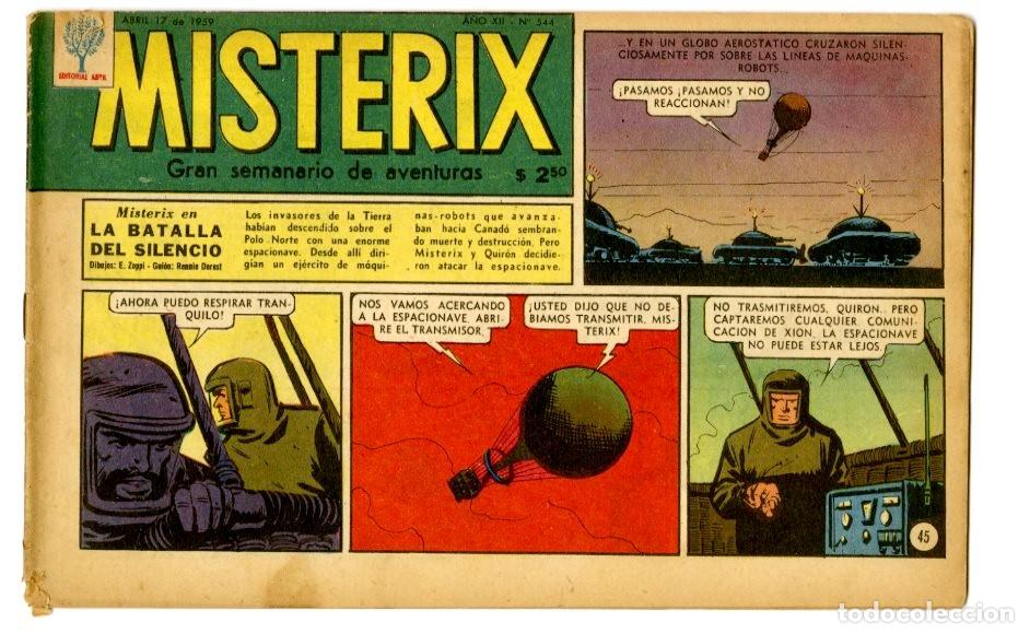 Comics: Misterix - Dibujos: E.Zoppi / Gui&oacute;n: Rennie-Dorest - Abril 17 de 1959 - A&ntilde;o XII n.544