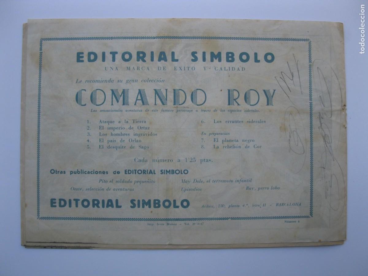 Tebeos: COMANDO ROY - N&ordm; 6 - LOS ERRANTES SIDERALES - ORIGINAL - EDITORIAL SIMBOLO. - Foto 3