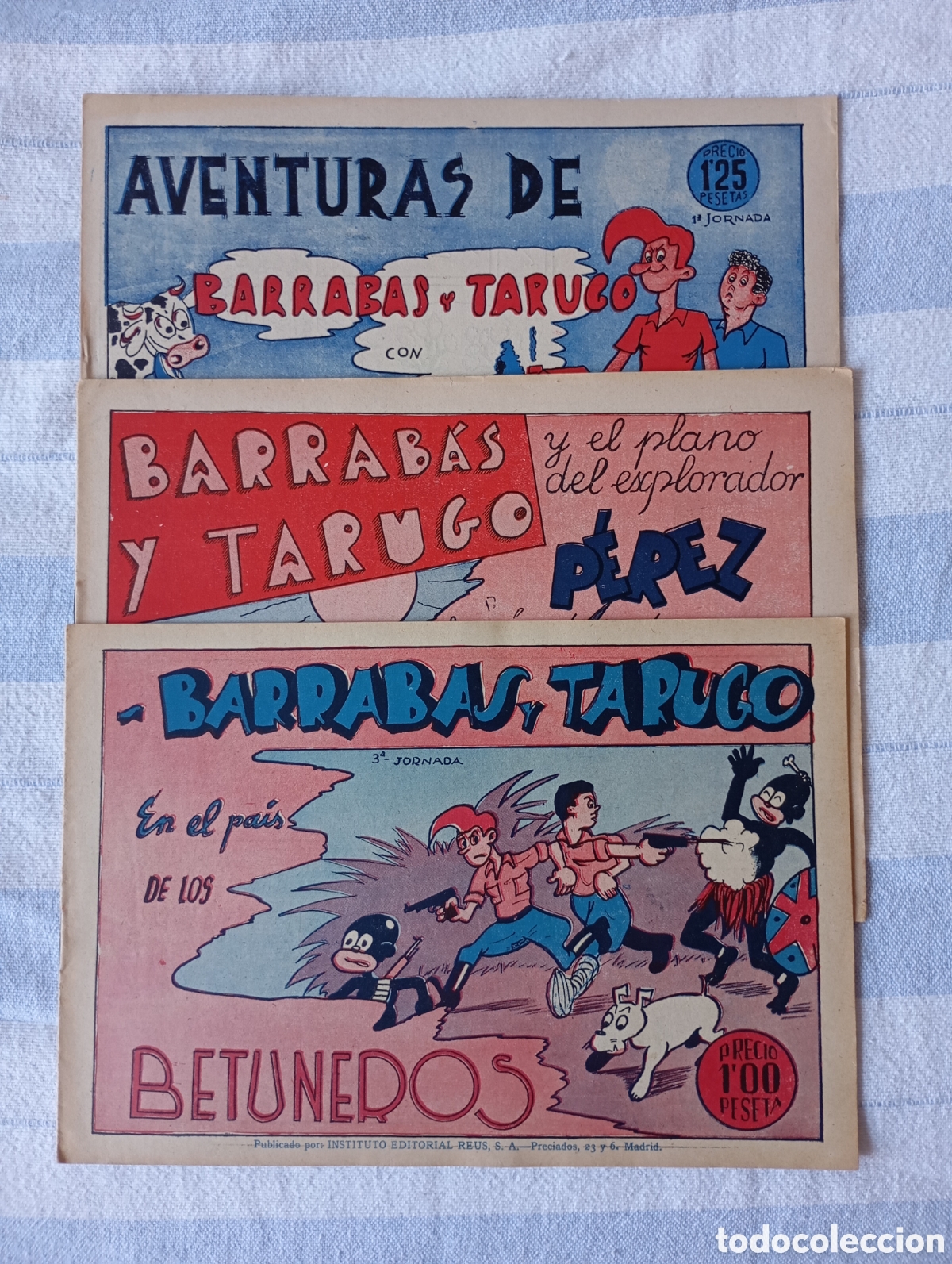 Giornalini: Tebeo antiguo. Barrab&aacute;s y Tarugo. Colecci&oacute;n completa de 3. Editorial Reus.