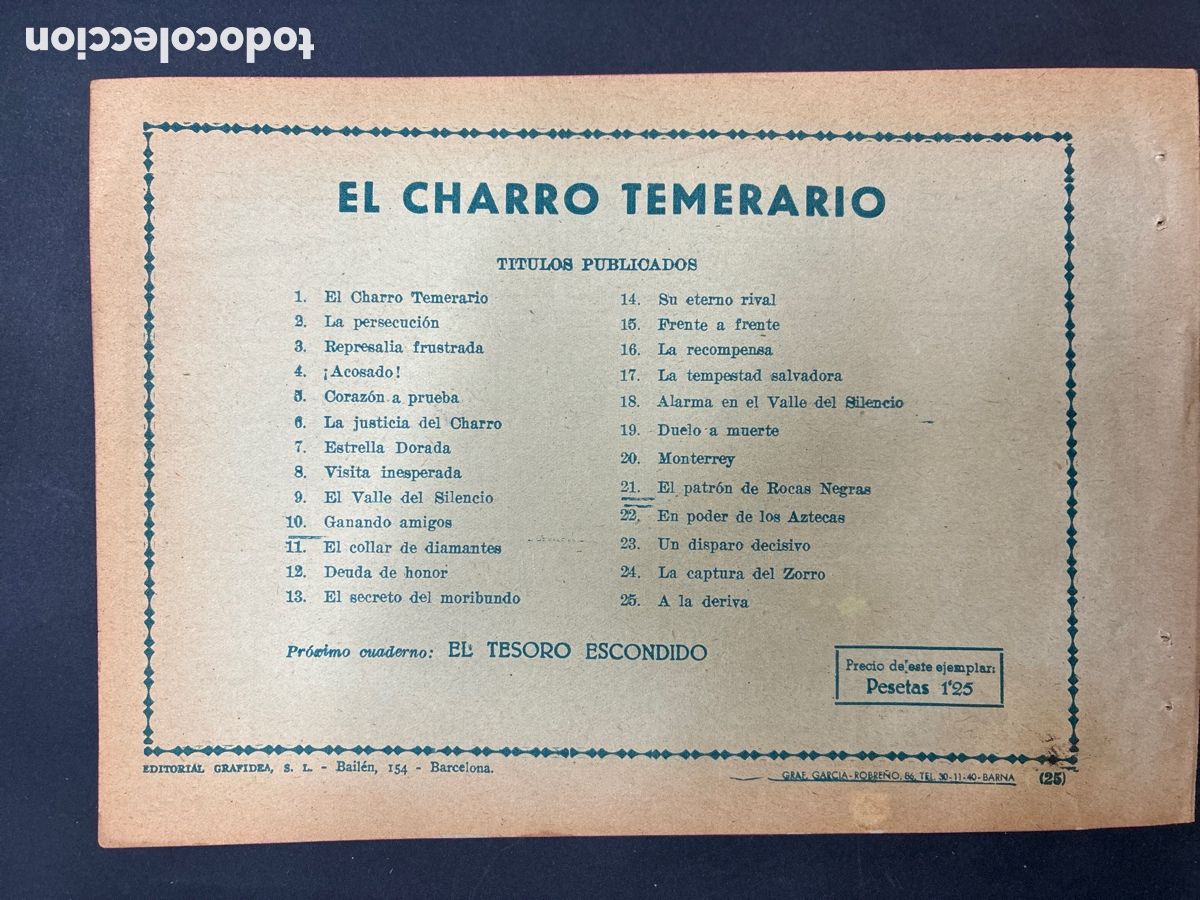 Tebeos: COMIC ORIGINAL EL CHARRO TEMERARIO N&ordm; 25 EDITORIAL GRAFIDIA - Foto 2