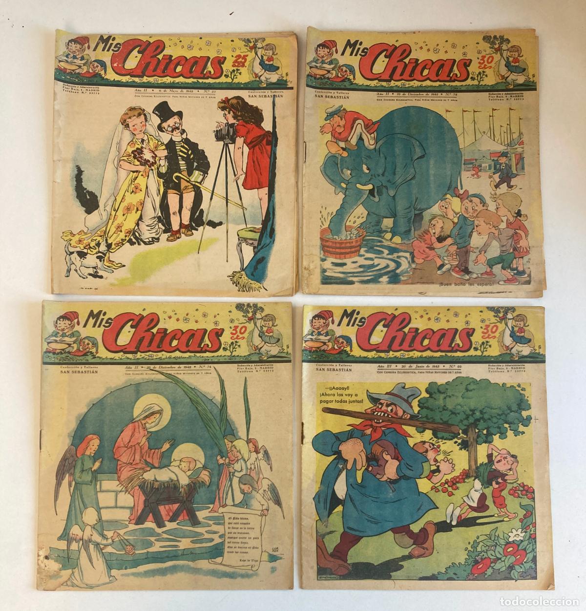 Comics: MIS CHICAS, LOTE 4 EJEMPLARES, NUMEROS 51, 73, 74 y 92 - A&Ntilde;OS 1942 y 1943