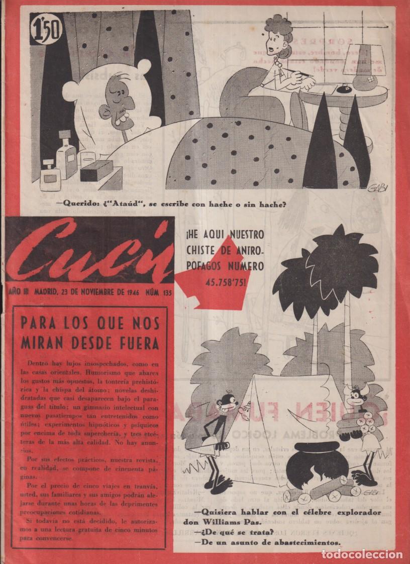 Comics: Cuc&uacute; Semanario Festivo n&ordm; 135. a&ntilde;o 1946