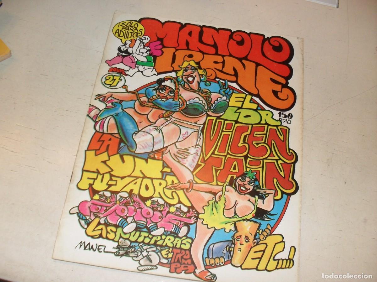 Tebeos: MANOLO E IRENE N&ordm; 27,CON PARODIA DE LOS PITUFOS,DE 72.MANEL FERRER EDITOR,1982