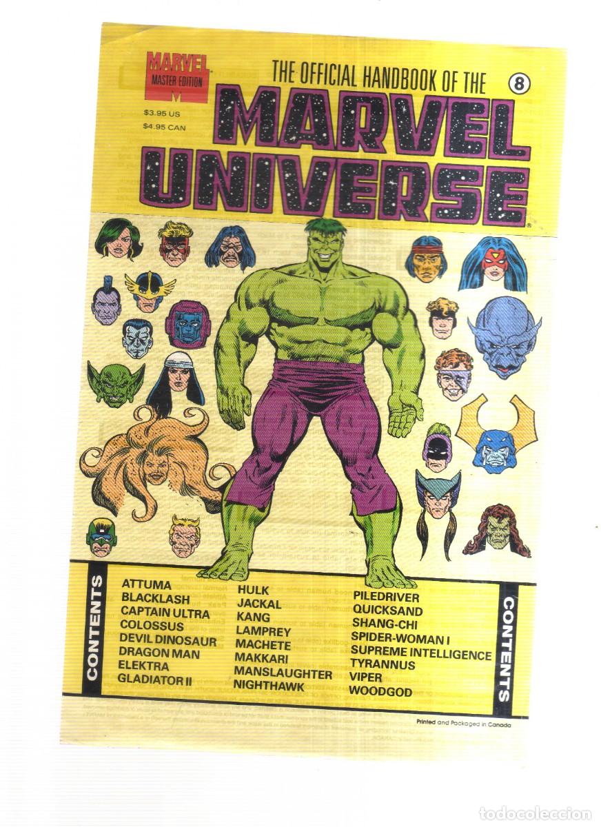 Tebeos: MARVEL UNIVERSE THE OFFICIAL HANDBOOK OF THE ESTUCHE DE 62 LAMINAS