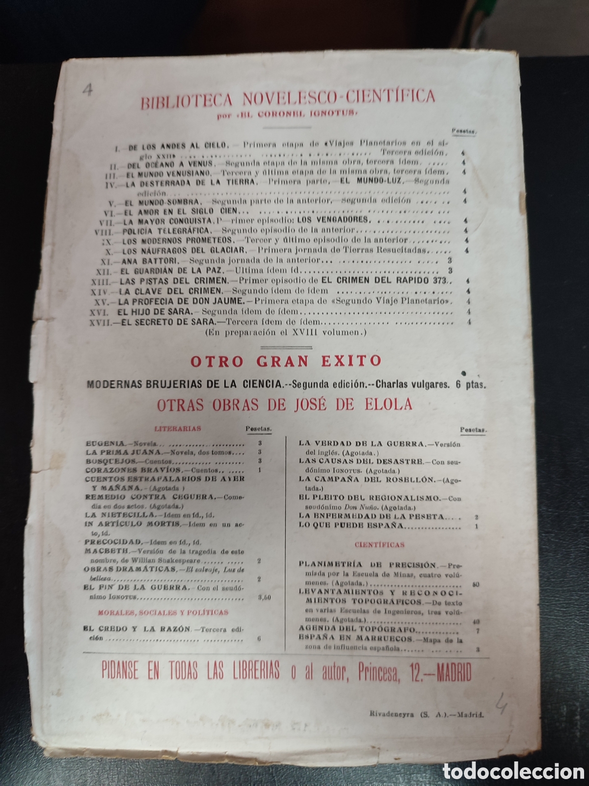 Tebeos: Biblioteca novelesco cient&iacute;fica ,d&eacute;cada de los a&ntilde;os 1920 n&uacute;m 4 - Foto 2