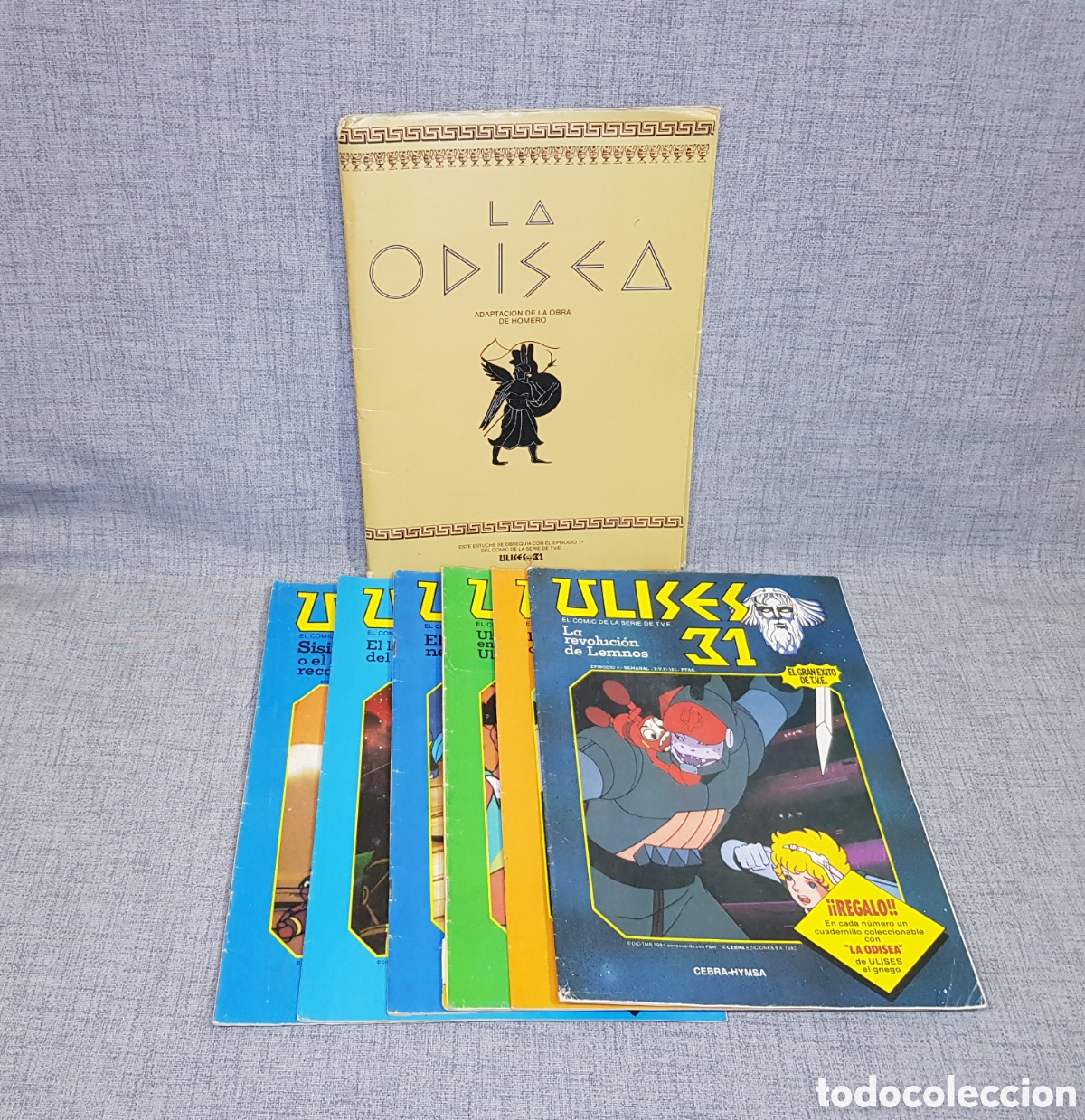 Tebeos: ULISES 31 CEBRA-HYMSA 1982 (6 FASC&Iacute;CULOS CON FICHAS DE LA ODISEA + CARPETA). N⁰ 4-7-10-11-14-18