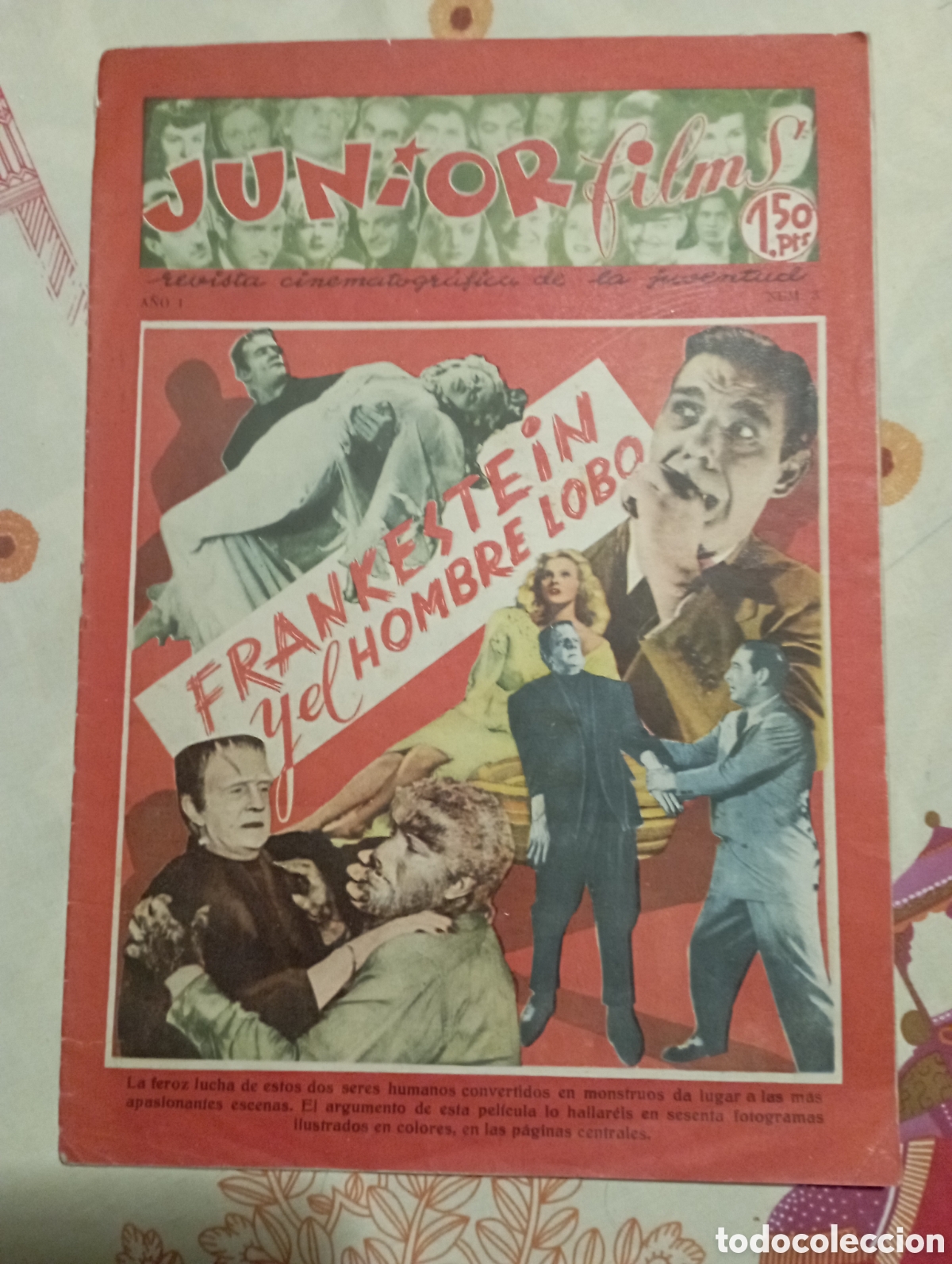 Tebeos: JUNIOR FILMS n&uacute;m 3 adaptaci&oacute;n al c&oacute;mic de FRANKESTEIN Y EL HOMBRE LOBO 1944, MUY DIFICIL