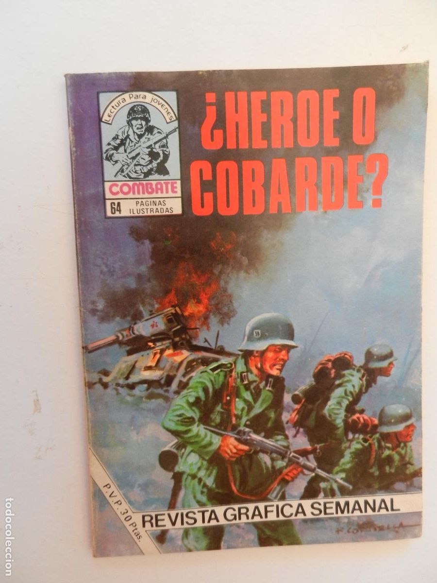 Tebeos: COMBATE - LECTURA PARA JOVENES - &iquest;H&Eacute;ROE O COBARDE? - PRODUCCIONES EDITORIALES 1977.