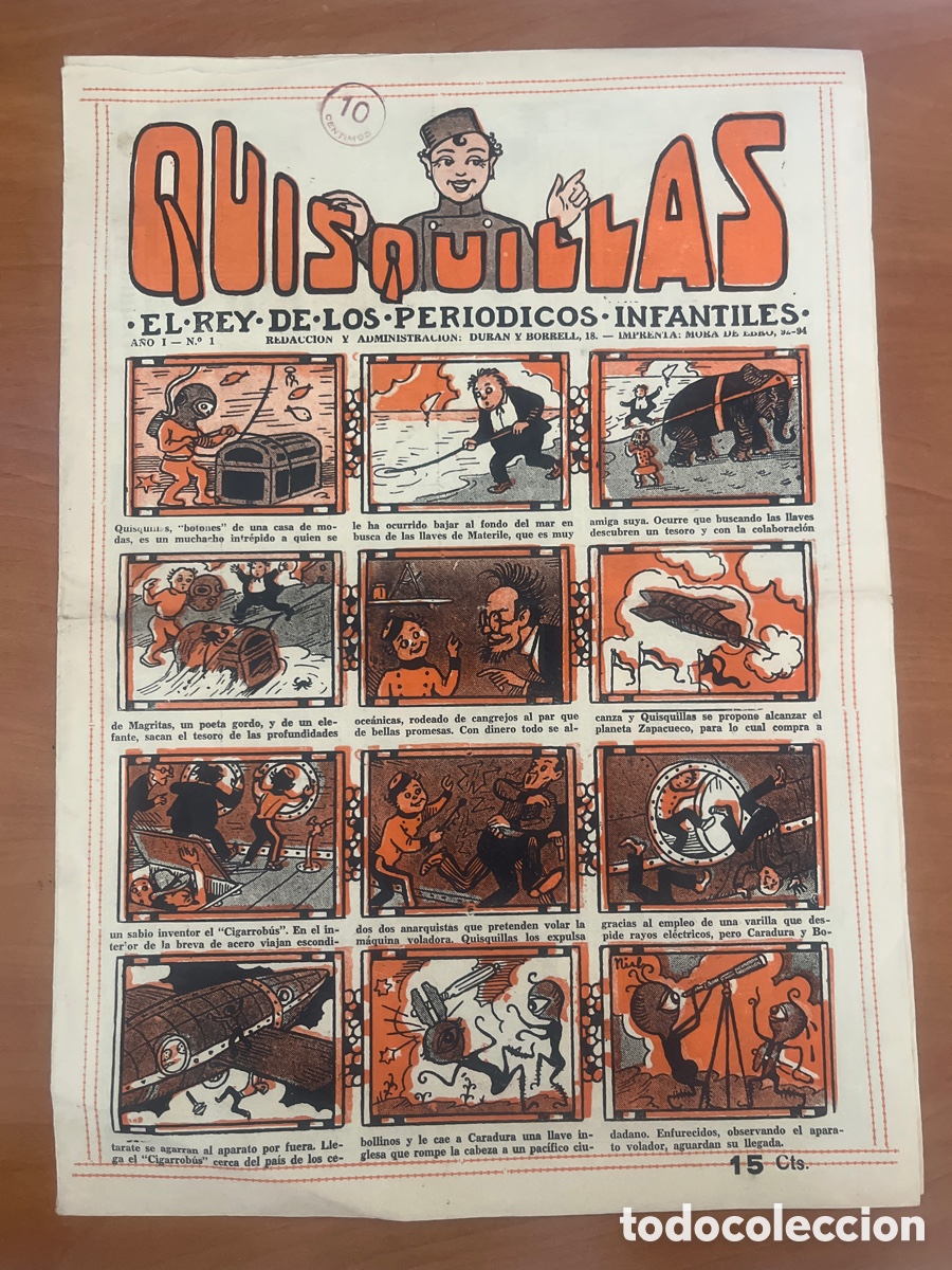 Tebeos: QUISQUILLAS EL REY DE LOS PERI&Oacute;DICOS INFANTILES, N&Uacute;MERO 1, (DUR&Aacute;N Y BORRELL), MUY RARO!!