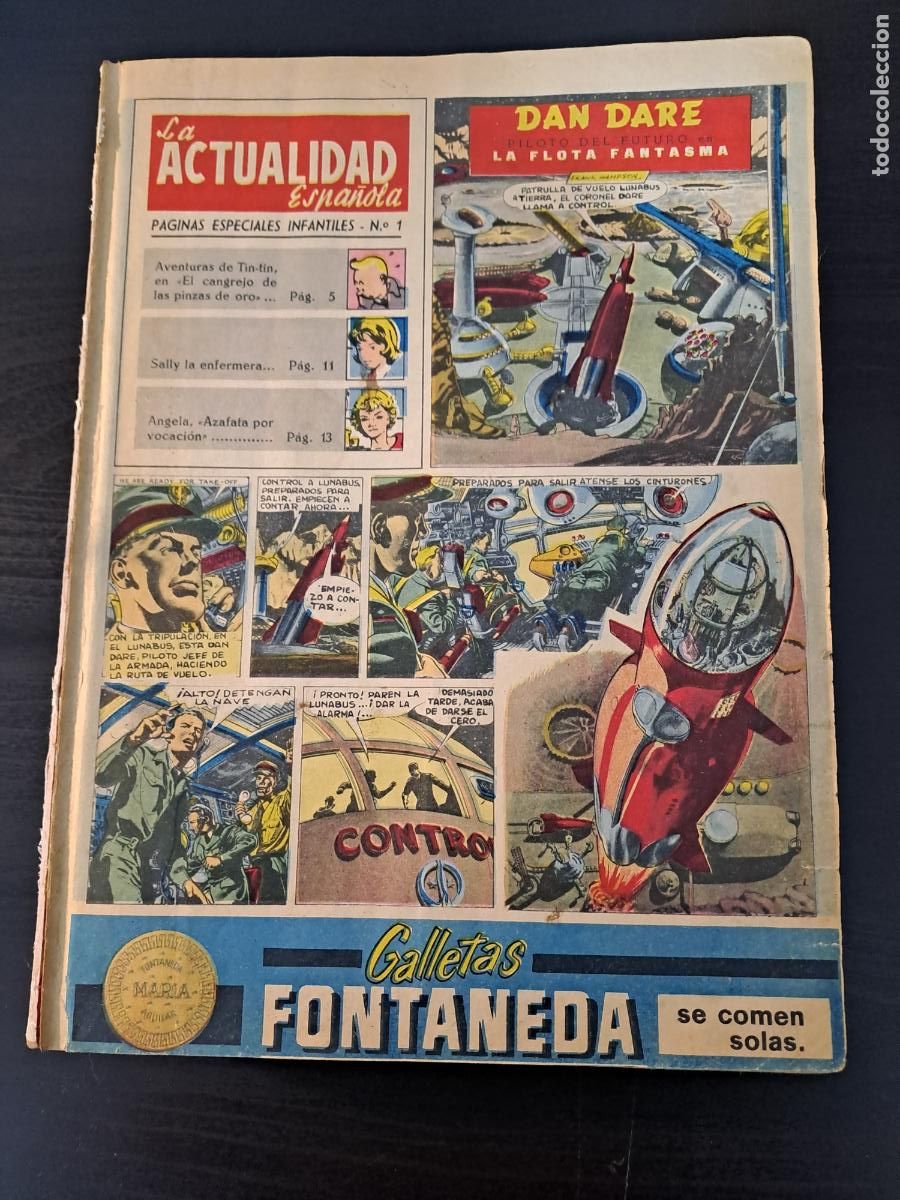 Tebeos: LA ACTUALIDAD ESPA&Ntilde;OLA PAGINAS ESPECIALES INFANTILES-TINTIN-DIEGO VALOR-DAN DARE-SALLY-1965