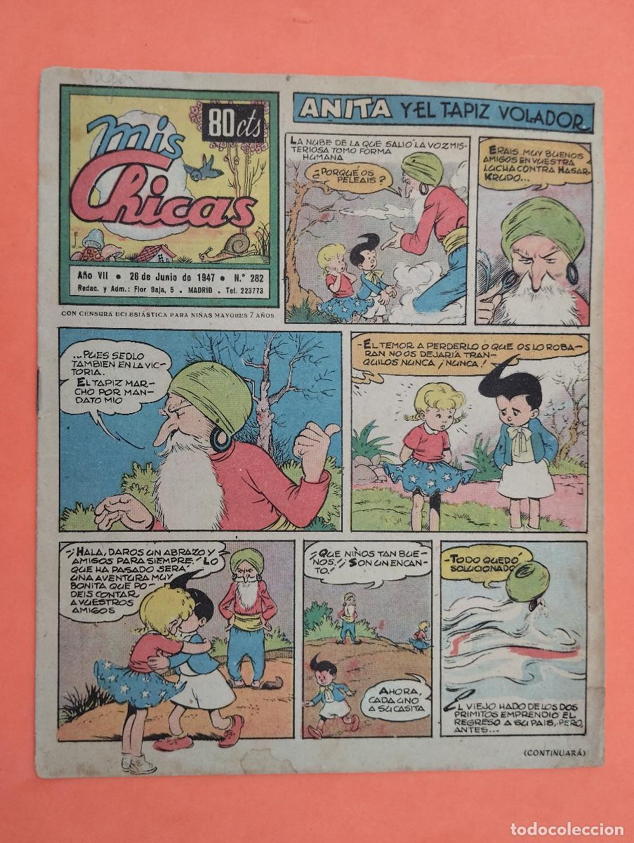 Tebeos: TEBEO MIS CHICAS A&Ntilde;O VII 26 JUNIO 1947 N&ordm; 282 MADRID , ANITA Y EL TAPIZ VOLADOR