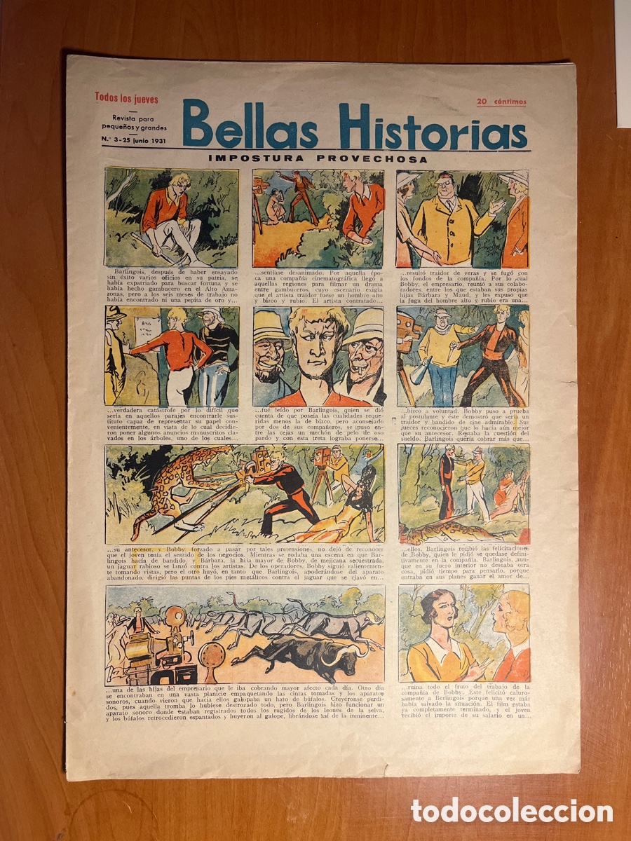 Tebeos: BELLAS HISTORIAS N&Uacute;MERO 3, (A&Ntilde;O 1931), SIN ABRIR!!