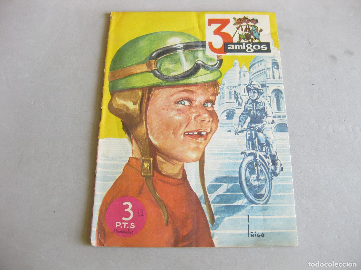 Tebeos: REVISTA INFANTIL LOS 3 AMIGOS N&ordm; 13. COMICS DE TINTIN EN EL INTERIOR Y CROMOS DE FUTBOL DETRAS