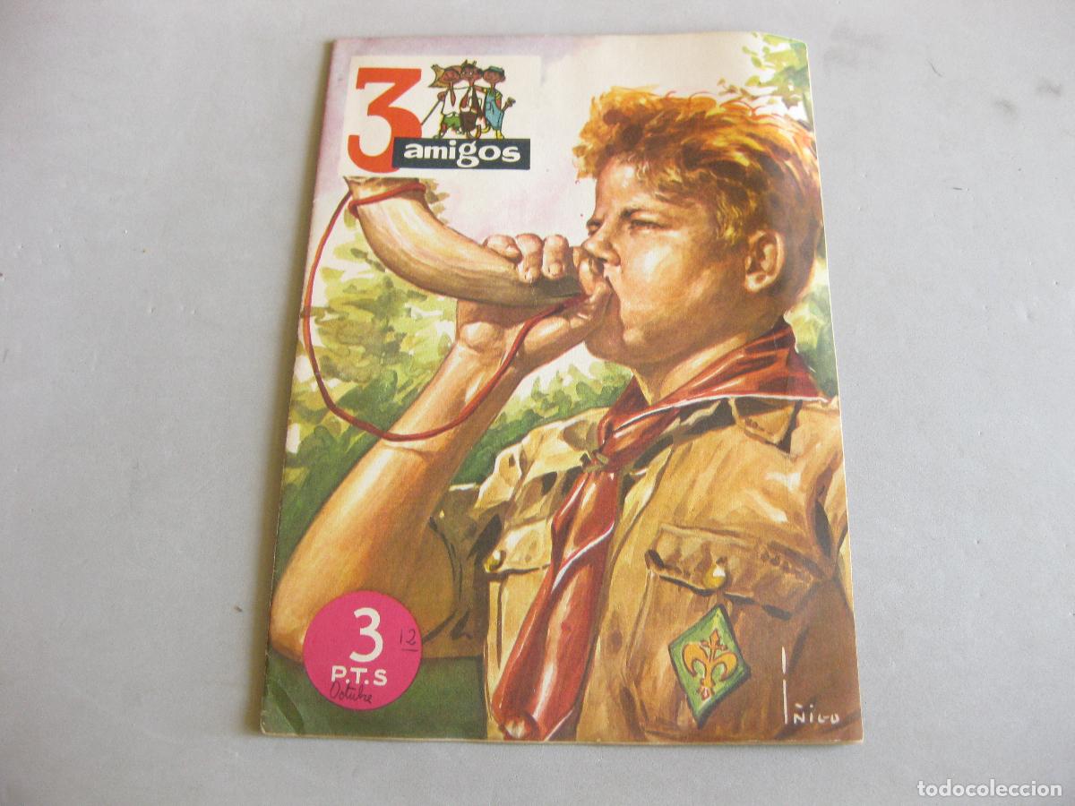Tebeos: REVISTA INFANTIL LOS 3 AMIGOS N&ordm; 12. COMICS DE TINTIN EN EL INTERIOR Y CROMOS DE FUTBOL DETRAS