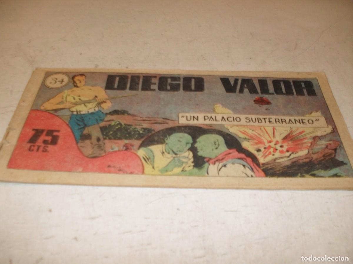 Tebeos: ORIGINAL DIEGO VALOR,VOLUMEN 1,N&ordm; 34,UN PALACIO SUBTERRANEO,DE 124.EDITORIAL CID,1954