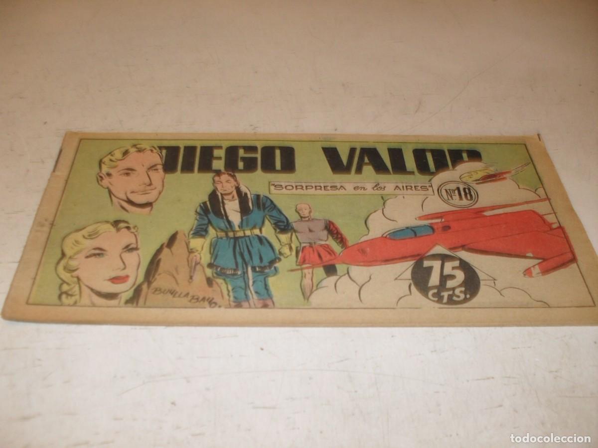 Tebeos: ORIGINAL DIEGO VALOR,VOLUMEN 1,N&ordm; 18,SORPRESA EN LOS AIRES,DE 124.EDITORIAL CID,1954