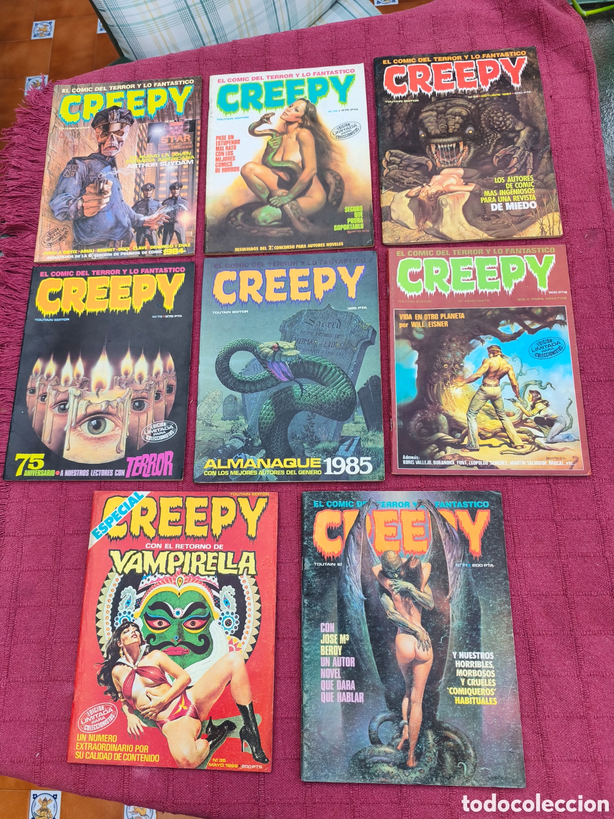 Tebeos: CREEPY ALMANAQUE 1985, CREEPY ESPECIAL VAMPIRELLA, ESPECIAL 75 ANIVERSARIO:N&deg;S 27,35,64,69,71,74,75
