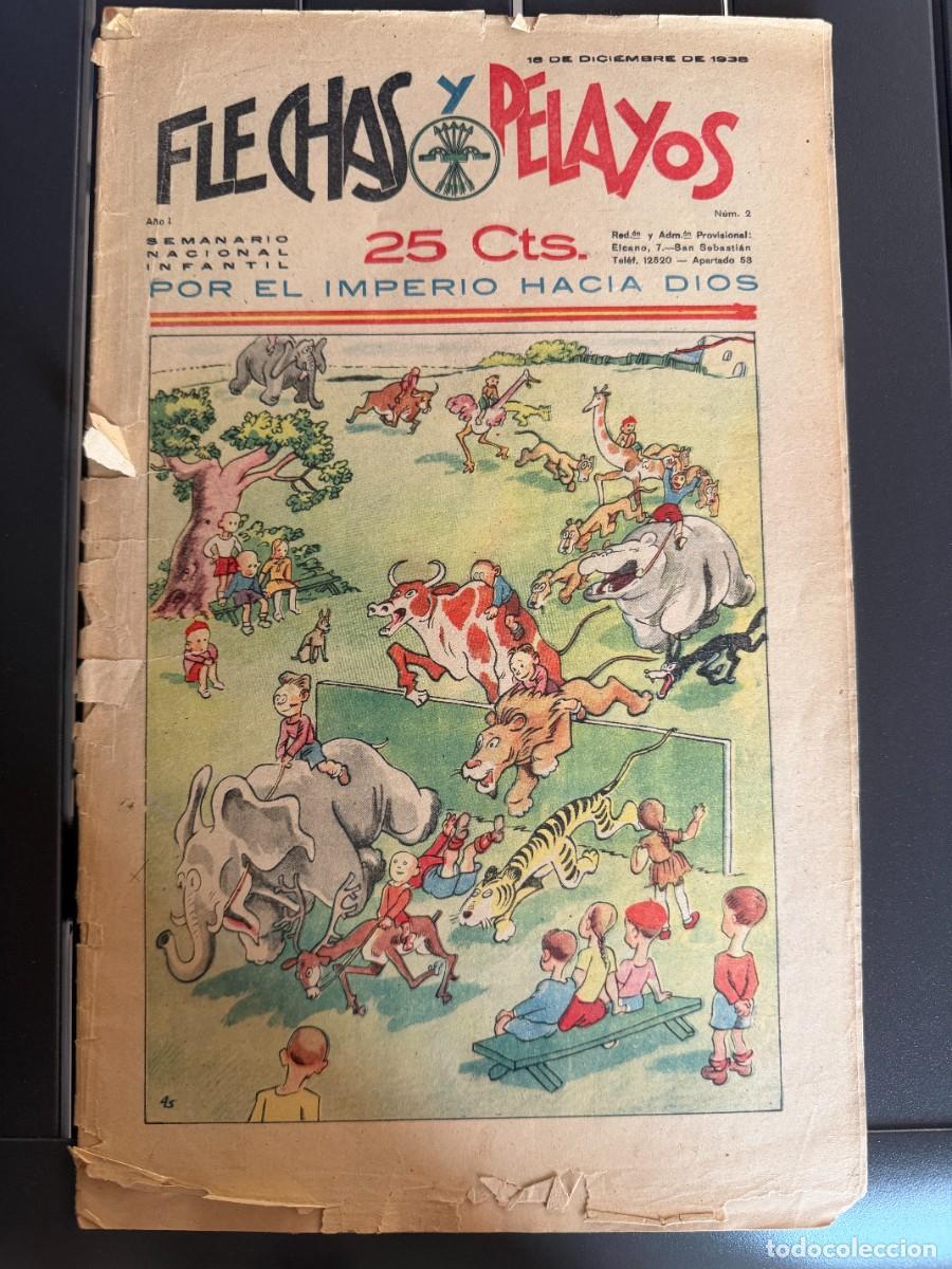 Tebeos: ANTIGUO -COMIC - ORIGINAL -FLECHAS Y PELAYOS N&ordm; 2 DEL 18- 12- 1.938 DE 25 Cts.
