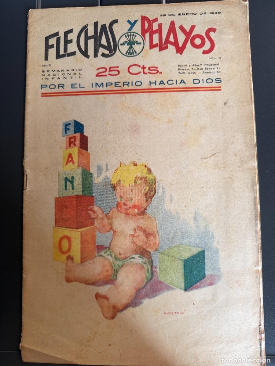 Tebeos: ANTIGUO -COMIC - ORIGINAL -FLECHAS Y PELAYOS N&ordm; 8 DEL 29- 1- 1.939 DE 25 Cts.
