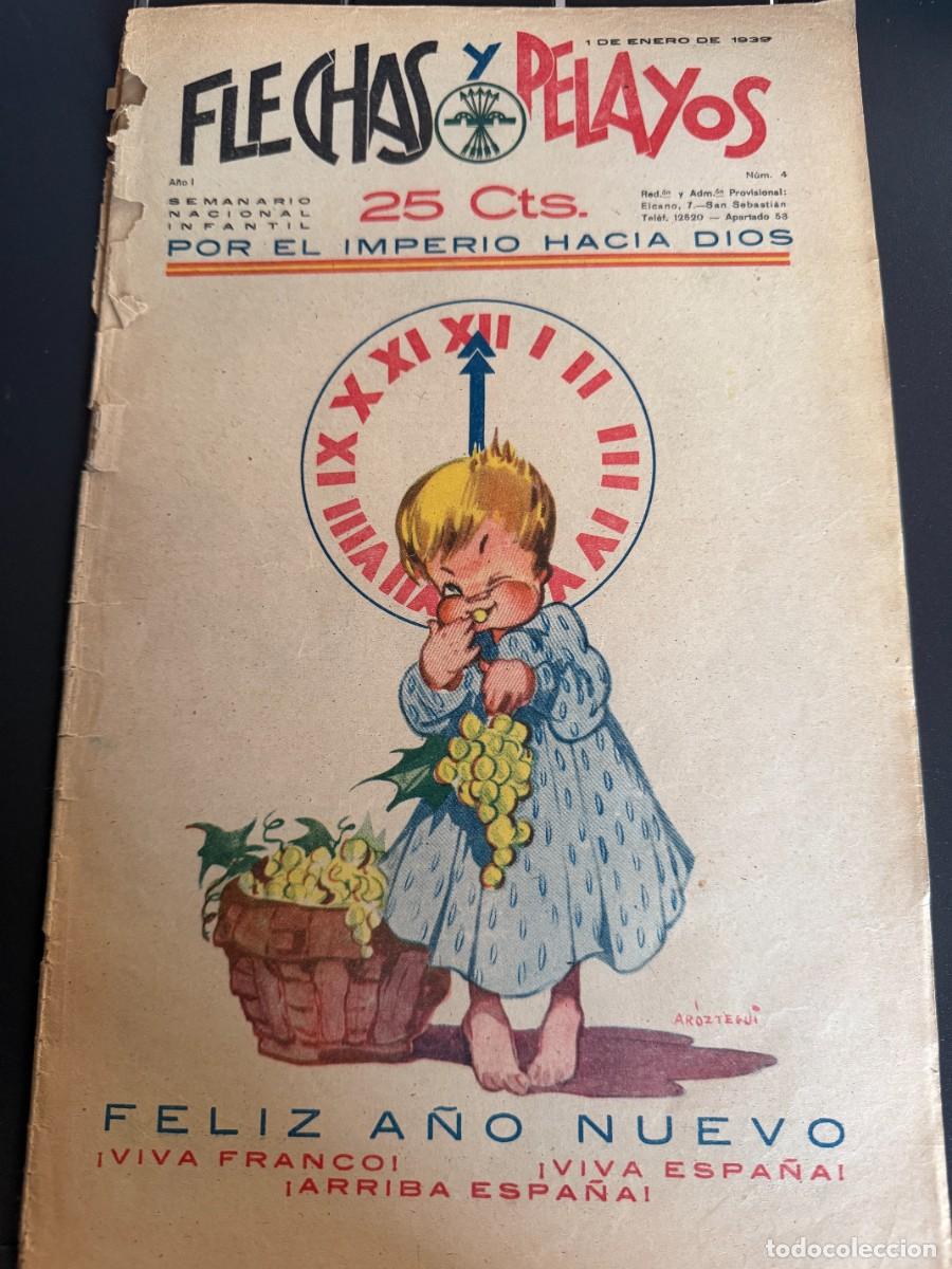 Tebeos: COMIC - ORIGINAL -FLECHAS Y PELAYOS N&ordm; 4 DEL 1- 1- 1.939 DE 25 Cts. SEMANARIO NACIONAL INFANTIL