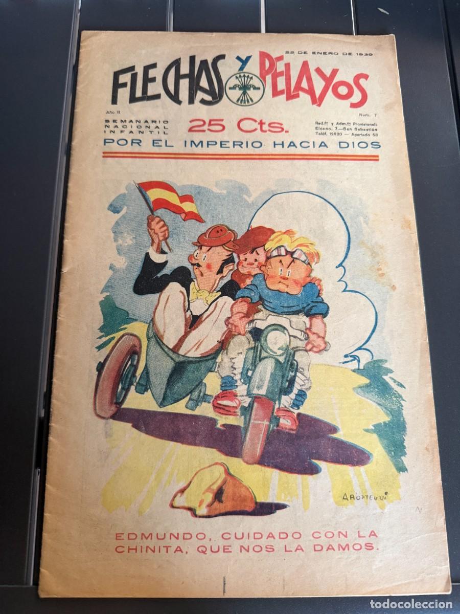 Tebeos: COMIC - ORIGINAL -FLECHAS Y PELAYOS N&ordm; 7 DEL 22- 1- 1.939 DE 25 Cts. SEMANARIO NACIONAL INFANTIL