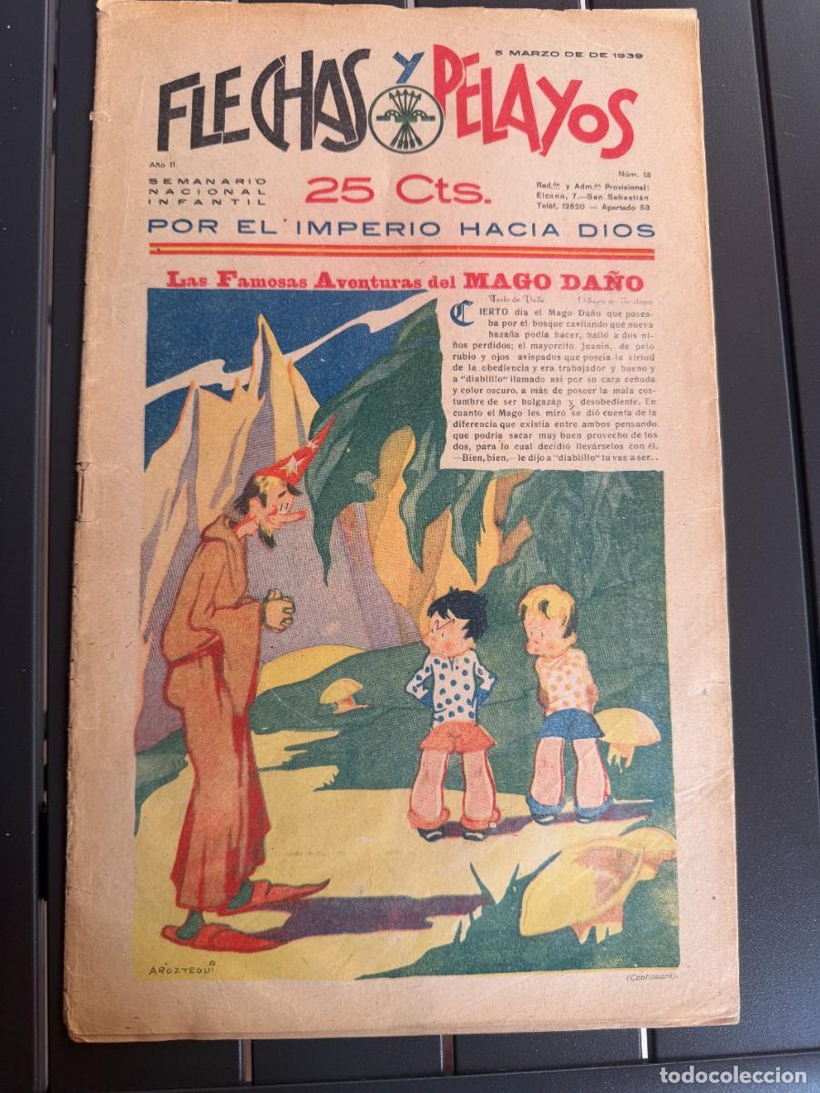 Tebeos: COMIC - ORIGINAL -FLECHAS Y PELAYOS N&ordm; 13 DEL 9- 3- 1.939 DE 25 Cts. SEMANARIO NACIONAL INFANTIL
