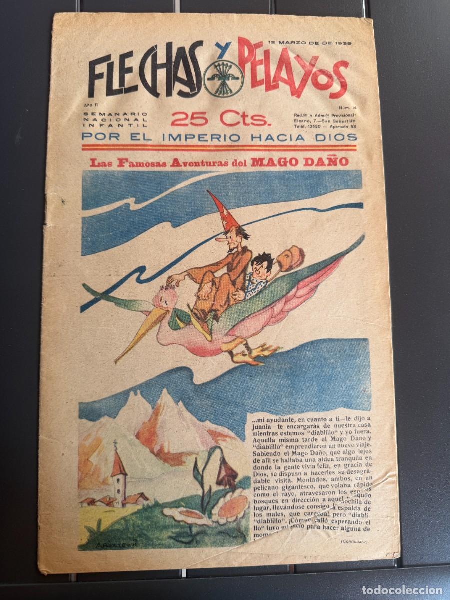 Tebeos: COMIC - ORIGINAL -FLECHAS Y PELAYOS N&ordm; 14 DEL 12- 3- 1.939 DE 25 Cts. SEMANARIO NACIONAL INFANTIL