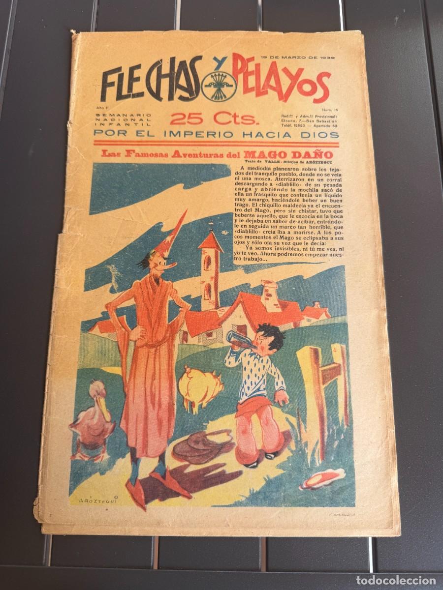Tebeos: COMIC - ORIGINAL -FLECHAS Y PELAYOS N&ordm; 15 DEL 19- 3- 1.939 DE 25 Cts. SEMANARIO NACIONAL INFANTIL