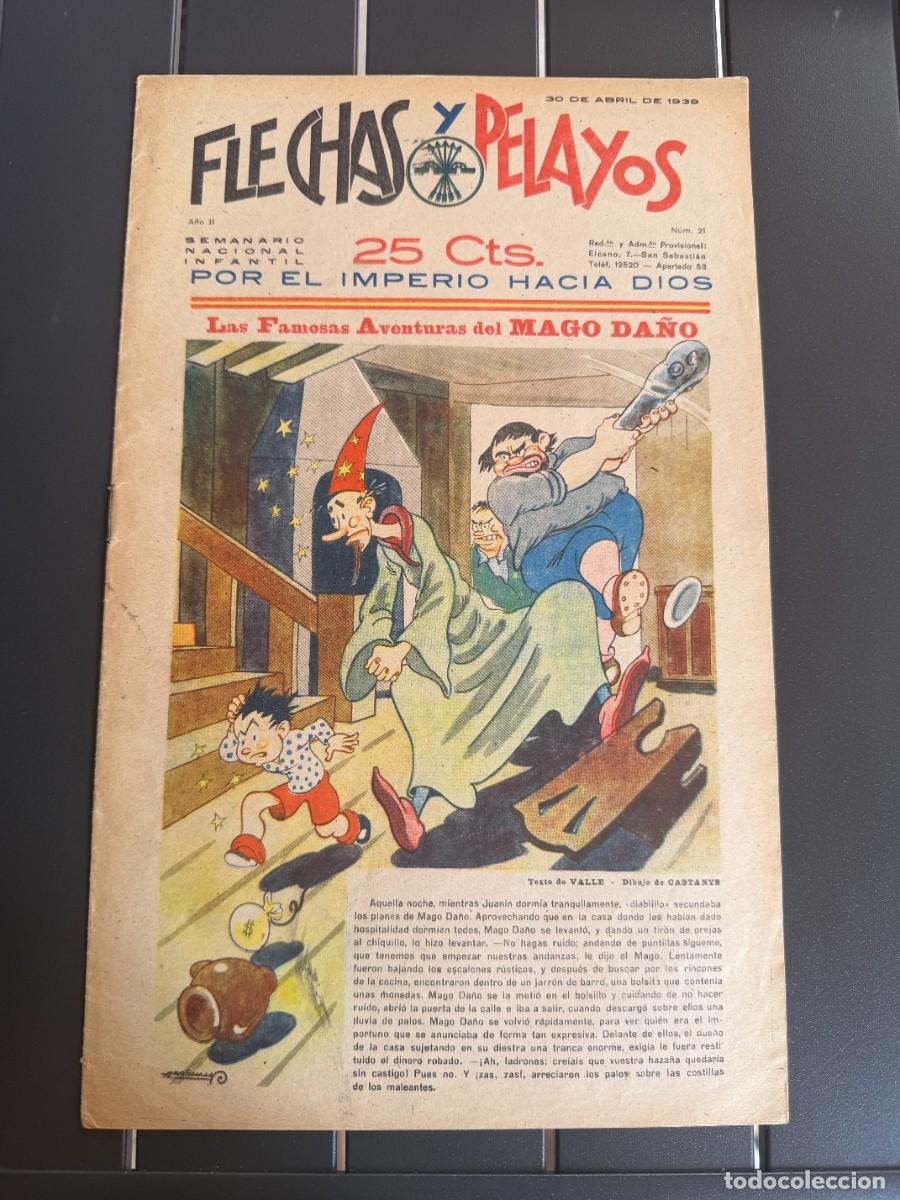 Tebeos: COMIC - ORIGINAL -FLECHAS Y PELAYOS N&ordm; 21 DEL 30- 4- 1.939 DE 25 Cts. SEMANARIO NACIONAL INFANTIL