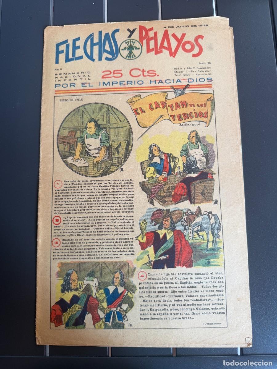 Tebeos: COMIC - ORIGINAL -FLECHAS Y PELAYOS N&ordm; 26 DEL 4- 6- 1.939 DE 25 Cts. SEMANARIO NACIONAL INFANTIL