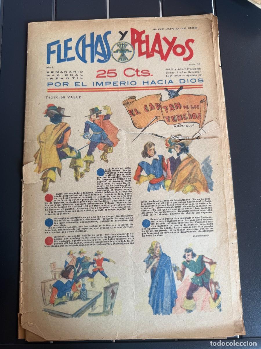 Tebeos: COMIC - ORIGINAL -FLECHAS Y PELAYOS N&ordm; 28 DEL 18- 6- 1.939 DE 25 Cts. SEMANARIO NACIONAL INFANTIL