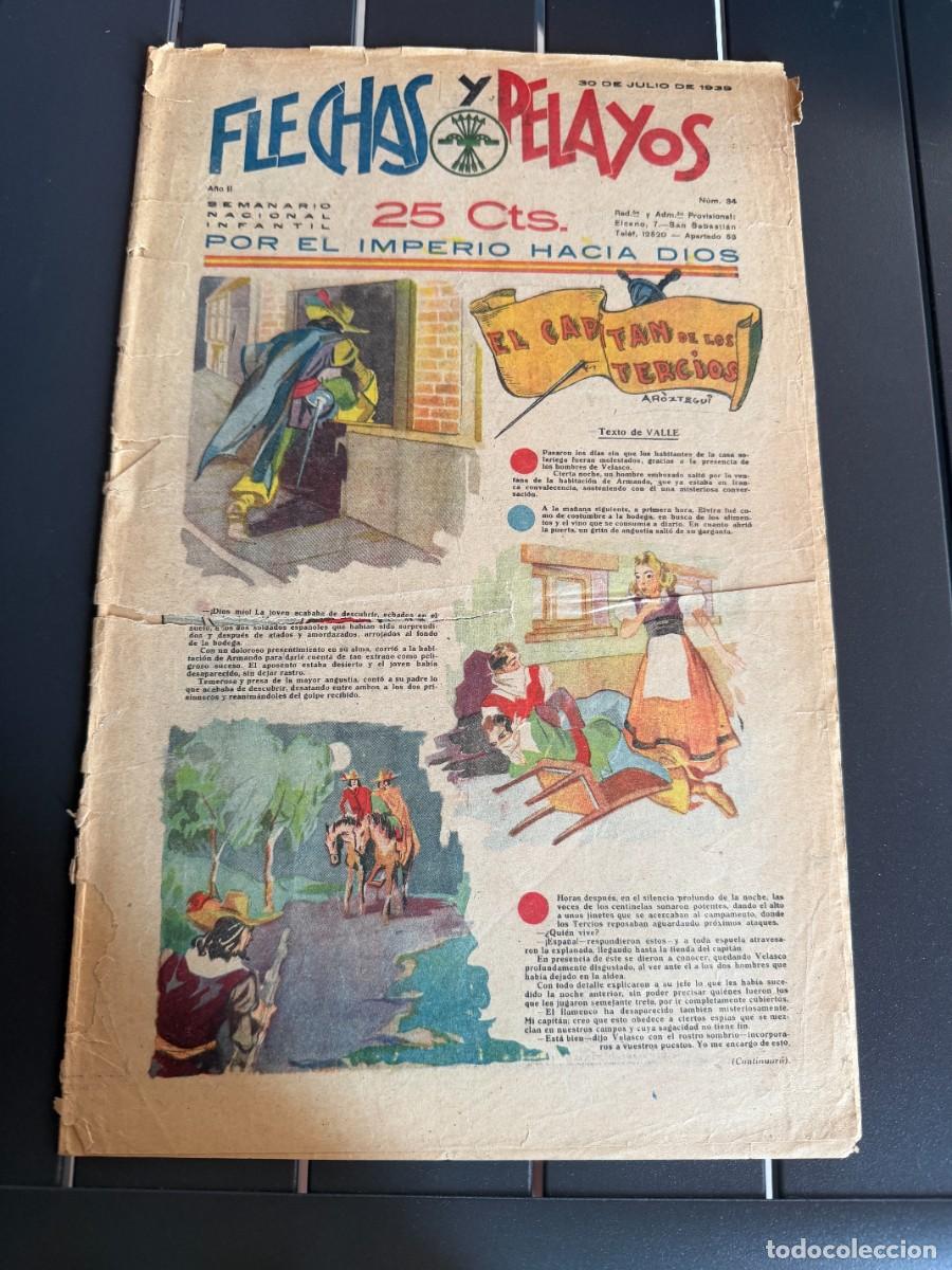 Tebeos: COMIC - ORIGINAL -FLECHAS Y PELAYOS N&ordm; 34 DEL 30- 7- 1.939 DE 25 Cts. SEMANARIO NACIONAL INFANTIL