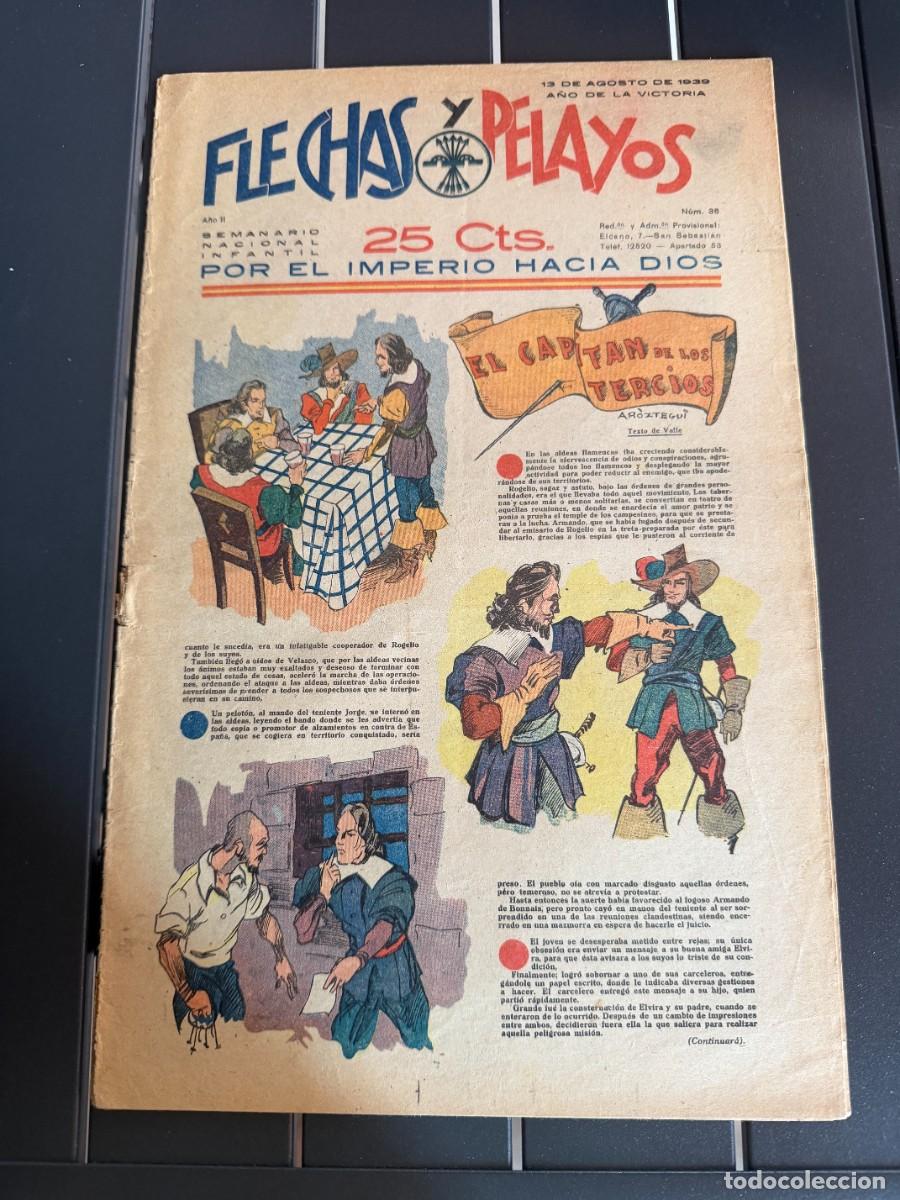 Tebeos: COMIC - ORIGINAL -FLECHAS Y PELAYOS N&ordm; 36 DEL 13- 8- 1.939 DE 25 Cts. SEMANARIO NACIONAL INFANTIL